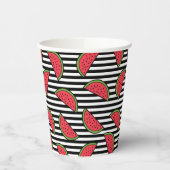 Watermelon Black & White Stripes Pattern Papieren Bekers (Links)