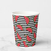 Watermelon Black & White Stripes Pattern Papieren Bekers (Rechts)