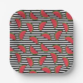 Watermelon Black & White Stripes Pattern Papieren Bordje (Voorkant)