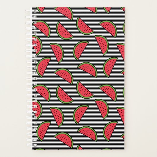 Watermelon Black & White Stripes Pattern Planner (Voorkant)