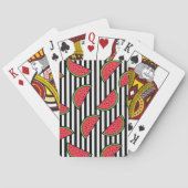 Watermelon Black & White Stripes Pattern Pokerkaarten (Achterkant)