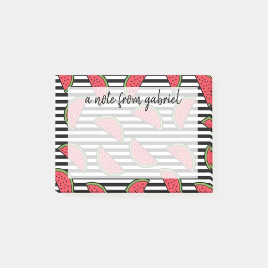 Watermelon Black & White Stripes Pattern Post-it® Notes (Voorkant)
