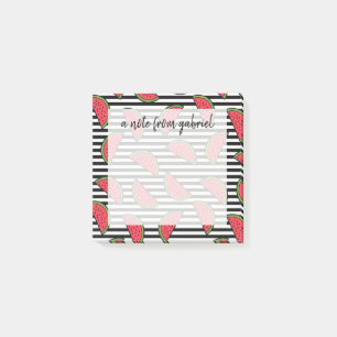Watermelon Black & White Stripes Pattern Post-it® Notes