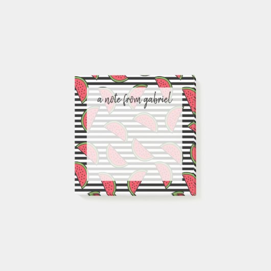 Watermelon Black & White Stripes Pattern Post-it® Notes (Voorkant)