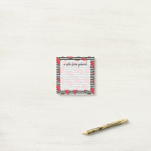 Watermelon Black & White Stripes Pattern Post-it® Notes (Op bureau)