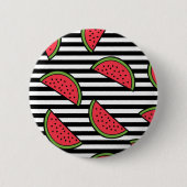 Watermelon Black & White Stripes Pattern Ronde Button 5,7 Cm (Voorkant)
