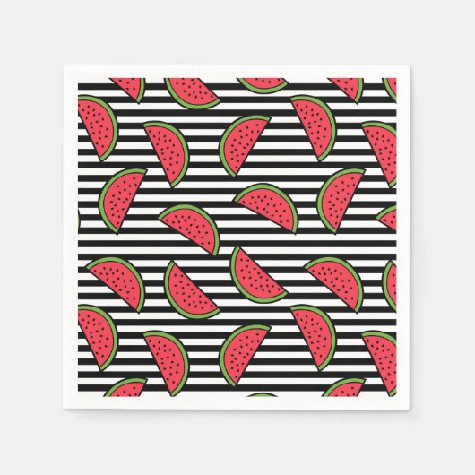 Watermelon Black & White Stripes Pattern Servet (Voorkant)