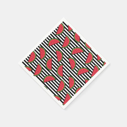 Watermelon Black & White Stripes Pattern Servet (Hoek)