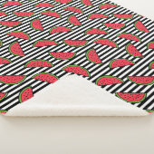 Watermelon Black & White Stripes Pattern Sherpa Deken (3/4)