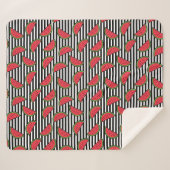 Watermelon Black & White Stripes Pattern Sherpa Deken (Voorkant (horizontaal))
