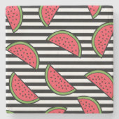 Watermelon Black & White Stripes Pattern Stenen Onderzetter (Voorkant)