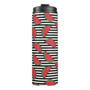 Watermelon Black & White Stripes Pattern Thermosbeker