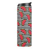 Watermelon Black & White Stripes Pattern Thermosbeker (Gedraaid links)