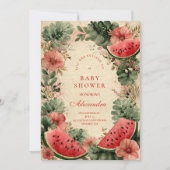 Watermelon Botanical Garden Baby Shower Kaart (Voorkant)