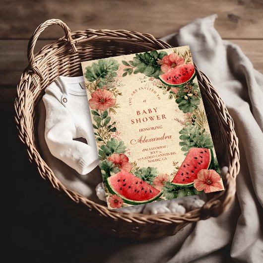 Watermelon Botanical Garden Baby Shower Kaart