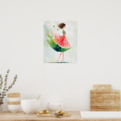 Watermelon Breeze – Whimsical Summer Girl Poster (Keuken)