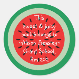 Watermelon Cartoon Art Schoolboek behoort tot Ronde Sticker