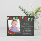 Watermelon Chalkboard Fotodag Kaart (Staand voorkant)
