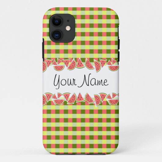 Watermelon Check Jouw naam iPhone hoesje (Achterkant)