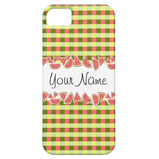 Watermelon Check Jouw naam iPhone hoesje (Achterkant)