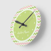 Watermelon Chevron Persoonlijk Kind Ronde Klok (Hoek)