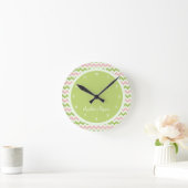 Watermelon Chevron Persoonlijk Kind Ronde Klok (Huis)