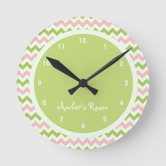 Watermelon Chevron Persoonlijk Kind Ronde Klok (Voorkant)