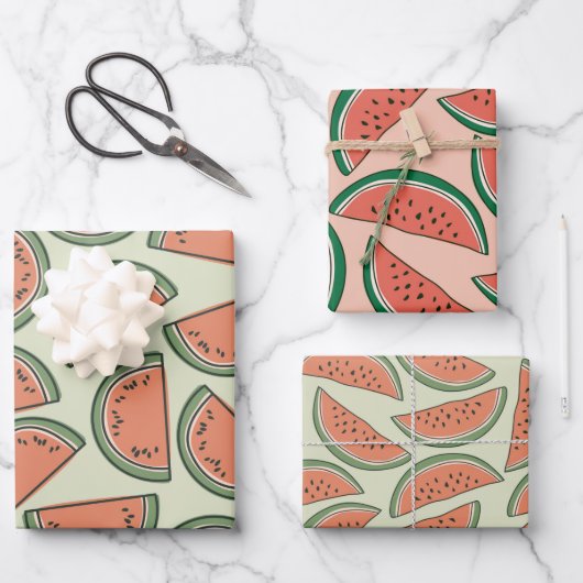 Watermelon Colorful Pink Green Summer Inpakpapier Vel (Voorkant)