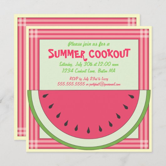 Watermelon Cookout Picnic Uitnodiging (Voorkant / Achterkant)