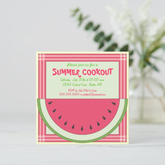 Watermelon Cookout Picnic Uitnodiging (Staand voorkant)