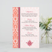 Watermelon Coral Damask Menu Kaart Versie 2 (Staand voorkant)