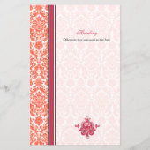 Watermelon Coral Damask Menu Kaart Versie 2 (Achterkant)