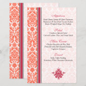 Watermelon Coral Damask Menu Kaart Versie 2 (Voorkant / Achterkant)