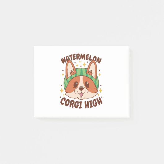 WATERMELON CORGI HIGH, CORGI WEARING WATERMELON POST-IT® NOTES (Voorkant)