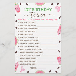 Watermelon Een In Een Meloen 1e Verjaardag Trivia 