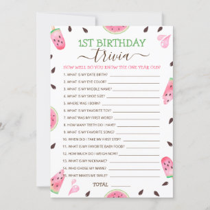 Watermelon Een In Een Meloen 1e Verjaardag Trivia  Feestdagenkaart