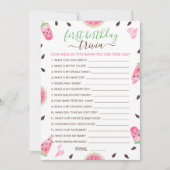 Watermelon Een In Een Meloen 1e Verjaardag Trivia  Feestdagenkaart (Voorkant)