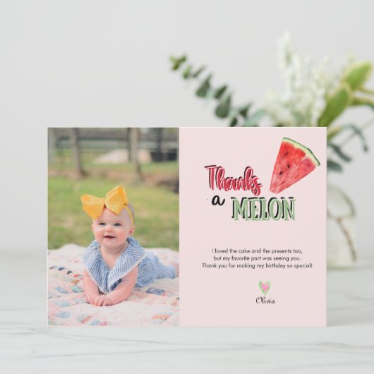 Watermelon | Eerste verjaardag Bedankt (Staand voorkant)