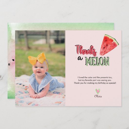 Watermelon | Eerste verjaardag Bedankt (Voorkant / Achterkant)
