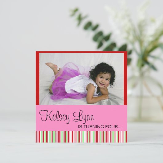 Watermelon Foto Rood Roze Uitnodiging (Staand voorkant)