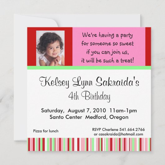 Watermelon Foto Rood Roze Uitnodiging (Achterkant)