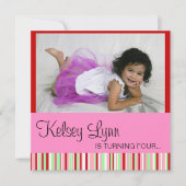 Watermelon Foto Rood Roze Uitnodiging (Voorkant)