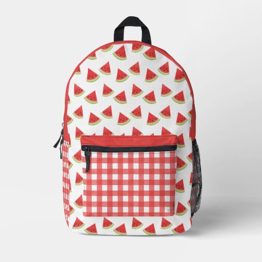 Watermelon Gingham Bedrukte Rugzak (Voorkant)