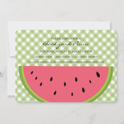 Watermelon Gingham Picnic Kaart (Voorkant)