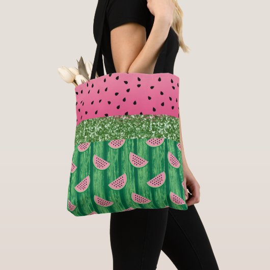 Watermelon Glitter Modern Tote Bag (Dichtbij)