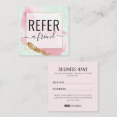 Watermelon Gold Salon Refer een Friend Reference K Vierkante Visitekaartje (Voorkant / Achterkant)
