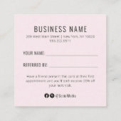 Watermelon Gold Salon Refer een Friend Reference K Vierkante Visitekaartje (Achterkant)