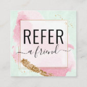 Watermelon Gold Salon Refer een Friend Reference K Vierkante Visitekaartje (Voorkant)