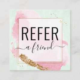 Watermelon Gold Salon Refer een Friend Reference K Vierkante Visitekaartje