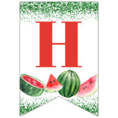 Watermelon Green Glitter Custom 3 Foto Birthday Vlaggetjes (Tweede vlag)